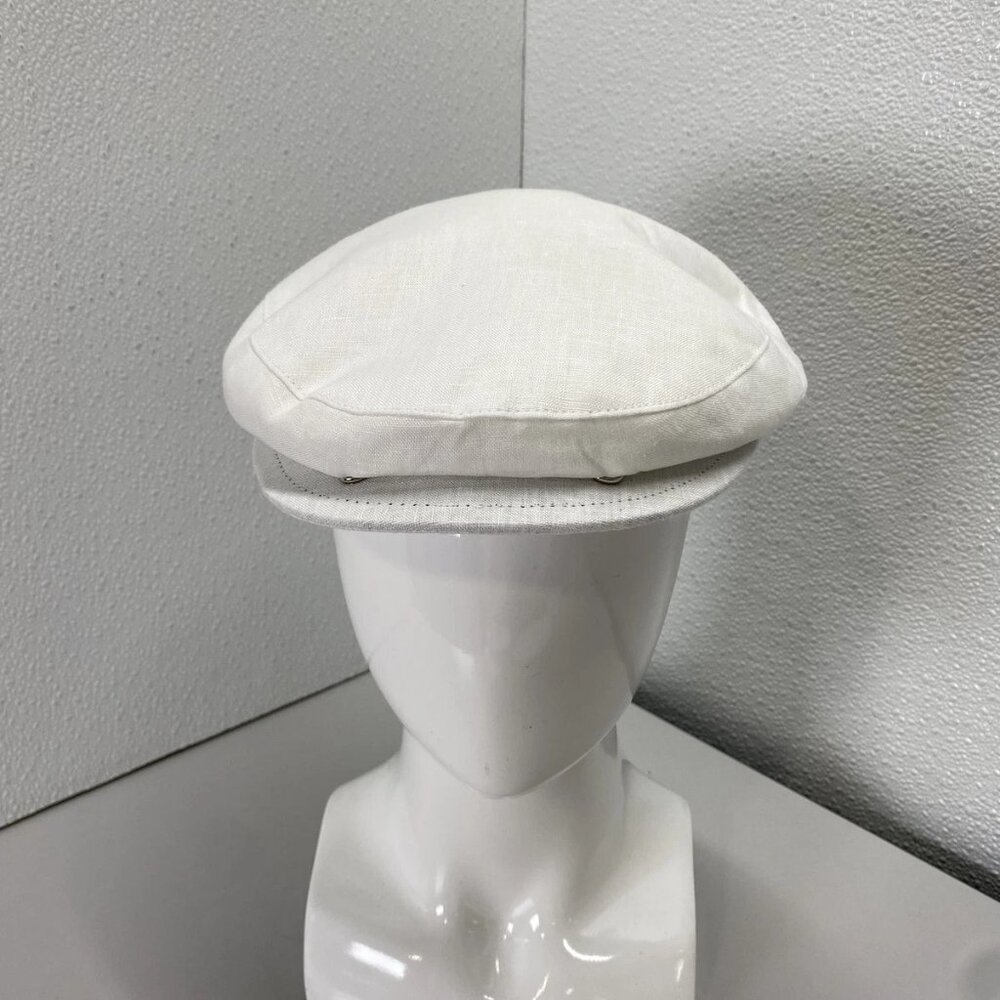 NEW CAPAS HEADWEAR Linen Newsboy Hat White Men’s L